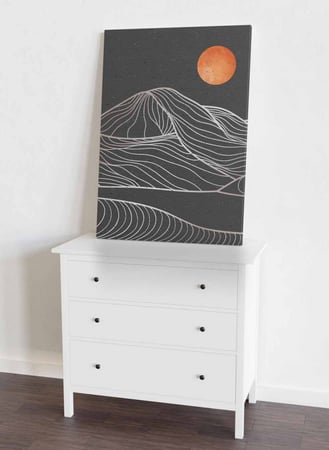 لوحة كانفاس على إطار خشبي، تصميم جبال مع موج المحيط، للمنزل، غرفة المعيشة، المكتب، الديكور