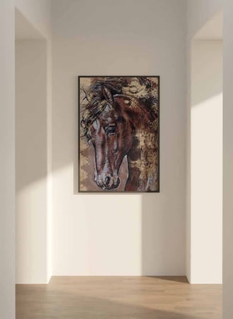 لوحة كانفاس على إطار خشبي، تصميم رأس حصان جامح، للمنزل، غرفة المعيشة، المكتب، الديكور