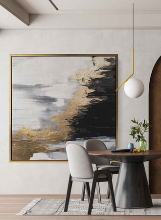 لوحة كانفاس مربع على إطار خشبي، تصميم فن زيتي، للمنزل، غرفة المعيشة، المكتب، الديكور