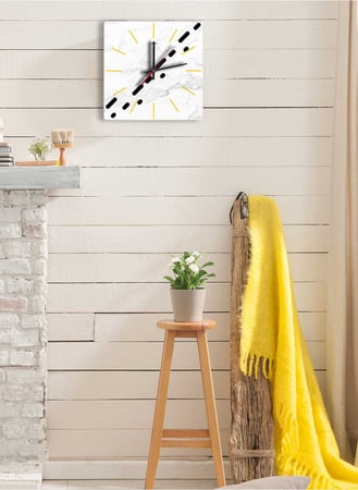 ساعة حائط مصنوعة من الأكريليك تعمل بالبطارية، بتصميم رخامي مع أشكال صغيرة، للمنزل، غرفة المعيشة، المكتب، الديكور