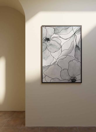 لوحة كانفاس على إطار خشبي، تصميم نمط فنى للزهور، للمنزل، غرفة المعيشة، المكتب، الديكور