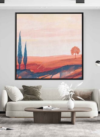 لوحة كانفاس مربع على إطار خشبي، تصميم مشهد طبيعى خلاب ، للمنزل، غرفة المعيشة، المكتب، الديكور