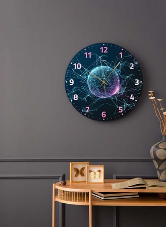 ساعة حائط مصنوعة من الأكريليك تعمل بالبطارية، بتصميم الكرة الأرضية، للمنزل، غرفة المعيشة، المكتب، الديكور