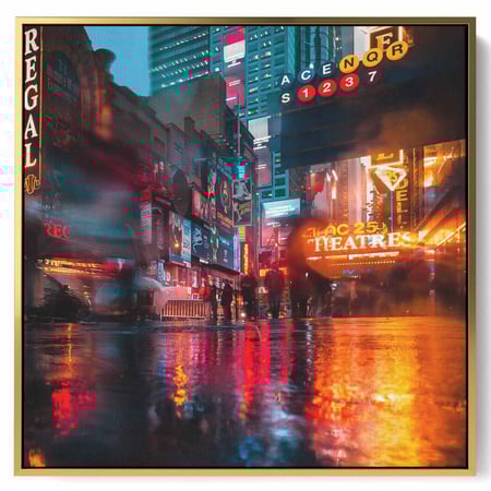 لوحة كانفاس مربع على إطار خشبي، تصميم مدينة نيويورك، للمنزل، غرفة المعيشة، المكتب، الديكور