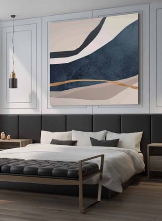 لوحة كانفاس مربع على إطار خشبي، تصميم فن تجريدي انيق، للمنزل، غرفة المعيشة، المكتب، الديكور