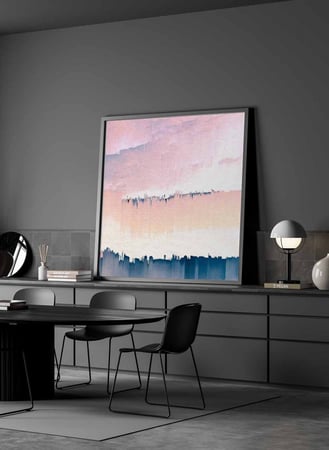 لوحة كانفاس مربع على إطار خشبي، تصميم فن تجريدي للسماء، للمنزل، غرفة المعيشة، المكتب، الديكور