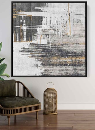 لوحة كانفاس مربع على إطار خشبي، تصميم فن تجريدي، للمنزل، غرفة المعيشة، المكتب، الديكور