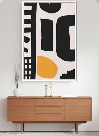 لوحة كانفاس على إطار خشبي بتصميم نمط أشكال فنية