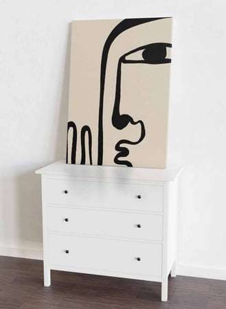 لوحة كانفاس على إطار خشبي، تصميم فن تجريدى وجه بخط واحد، للمنزل، غرفة المعيشة، المكتب، الديكور