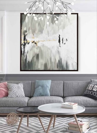 لوحة كانفاس مربع على إطار خشبي، تصميم فن زيتي، للمنزل، غرفة المعيشة، المكتب، الديكور