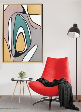 لوحة كانفاس على إطار خشبي بتصميم فن تجريدي أشكال ملونة