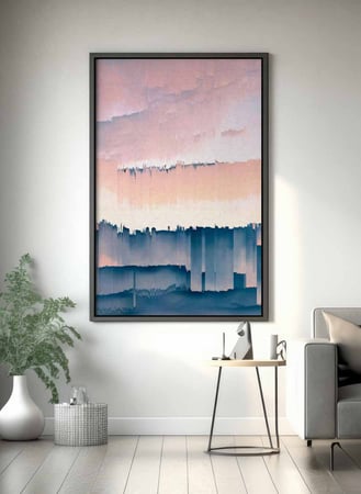 لوحة كانفاس على إطار خشبي، تصميم فن تجريدى خلل فى السماء، للمنزل، غرفة المعيشة، المكتب، الديكور