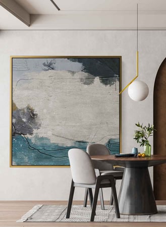 لوحة كانفاس مربع على إطار خشبي، تصميم فن تجريدي، للمنزل، غرفة المعيشة، المكتب، الديكور