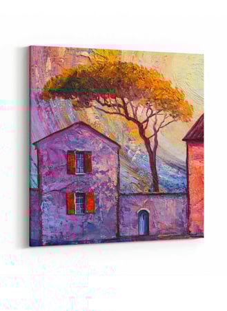 لوحة كانفاس مربع على إطار خشبي، تصميم منزل ريفي جميل، للمنزل، غرفة المعيشة، المكتب، الديكور