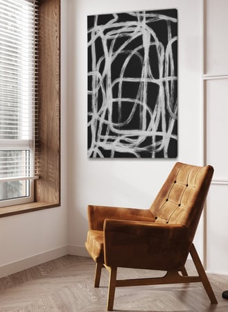 لوحة كانفاس على إطار خشبي بتصميم فن تجريدي