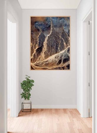 لوحة كانفاس على إطار خشبي، تصميم فن تجريدى عاصفة كهربائية، للمنزل، غرفة المعيشة، المكتب، الديكور