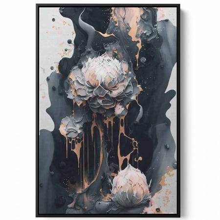 لوحة كانفاس على إطار خشبي، تصميم فن تجريدى للزهور، للمنزل، غرفة المعيشة، المكتب، الديكور