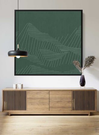 لوحة كانفاس مربع على إطار خشبي، تصميم فن تجريدي لجبل ، للمنزل، غرفة المعيشة، المكتب، الديكور