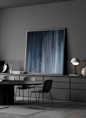 لوحة كانفاس مربع على إطار خشبي، تصميم فن تجريدي ملئ بالنجوم، للمنزل، غرفة المعيشة، المكتب، الديكور