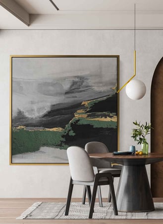 لوحة كانفاس مربع على إطار خشبي، تصميم فن زيتي ، للمنزل، غرفة المعيشة، المكتب، الديكور