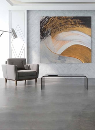 لوحة بتصميم فن زيتي لأمواج من الألوان