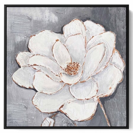 لوحة كانفاس مربع على إطار خشبي، تصميم زهرة تتفتح، للمنزل، غرفة المعيشة، المكتب، الديكور