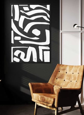 لوحة كانفاس على إطار خشبي بتصميم نمط فني حديث