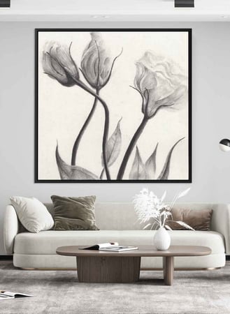 لوحة ازهار فخمه كانفاس مربعه بتصميم زهور جميله للديكور باالوان كلاسكيه