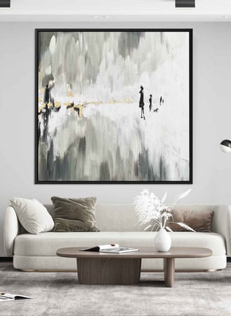 لوحة كانفاس مربع على إطار خشبي، تصميم فن زيتي، للمنزل، غرفة المعيشة، المكتب، الديكور