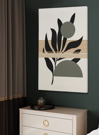 لوحة كانفاس على إطار خشبي بتصميم فن تجريدي ورقة شجر