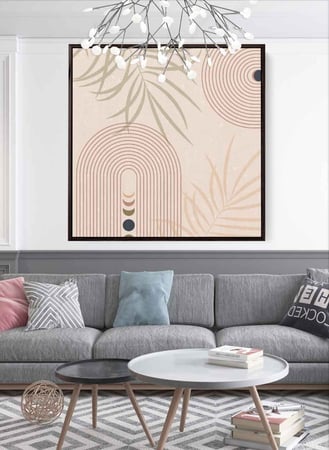 لوحة كانفاس على إطار خشبي بتصميم فن تجريدي لمراحل القمر