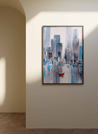 لوحة كانفاس على إطار خشبي، تصميم خليج مانهاتن، للمنزل، غرفة المعيشة، المكتب، الديكور