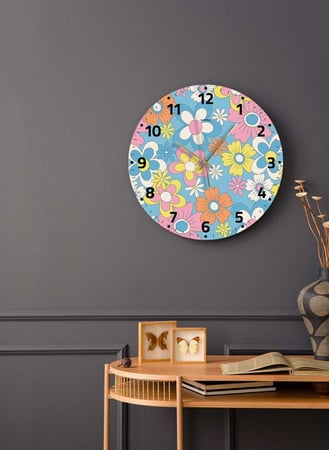 ساعة حائط مصنوعة من الأكريليك تعمل بالبطارية، بتصميم ورود، للمنزل، غرفة المعيشة، المكتب، الديكور