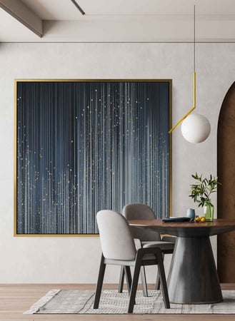 لوحة كانفاس مربع على إطار خشبي، تصميم فن تجريدي ملئ بالنجوم، للمنزل، غرفة المعيشة، المكتب، الديكور