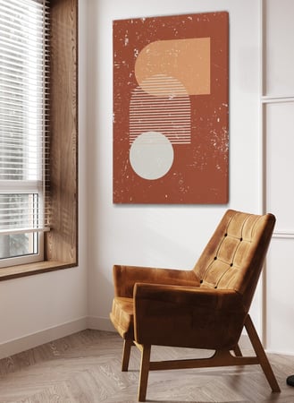 لوحة كانفاس على إطار خشبي بتصميم أشكال فنية