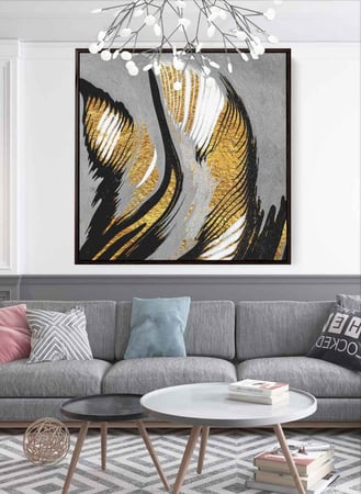 لوحة كانفاس مربع على إطار خشبي، تصميم اجنحه البجع، للمنزل، غرفة المعيشة، المكتب، الديكور