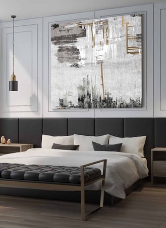 لوحة كانفاس مربع على إطار خشبي، تصميم فن تجريدي، للمنزل، غرفة المعيشة، المكتب، الديكور