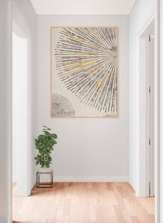 لوحة كانفاس على إطار خشبي، تصميم فن تجريدى لاشعة الشمس، للمنزل، غرفة المعيشة، المكتب، الديكور