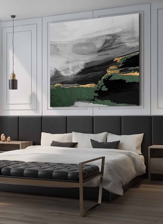 لوحة كانفاس مربع على إطار خشبي، تصميم فن زيتي ، للمنزل، غرفة المعيشة، المكتب، الديكور