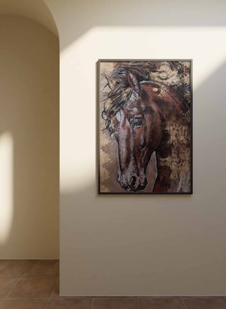 لوحة كانفاس على إطار خشبي، تصميم رأس حصان جامح، للمنزل، غرفة المعيشة، المكتب، الديكور