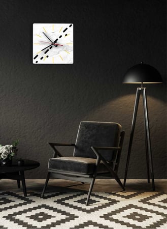 ساعة حائط مصنوعة من الأكريليك تعمل بالبطارية، بتصميم رخامي مع أشكال صغيرة، للمنزل، غرفة المعيشة، المكتب، الديكور