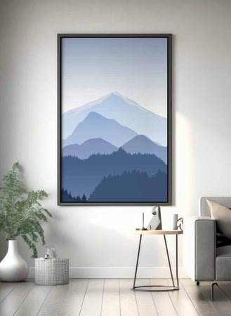 لوحة كانفاس على إطار خشبي، تصميم مشهد جميل للجبال ، للمنزل، غرفة المعيشة، المكتب، الديكور