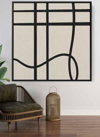 لوحة كانفاس على إطار خشبي بتصميم فن تجريدي سكندنافى