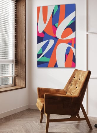 لوحة كانفاس على إطار خشبي بتصميم نمط فني ملون