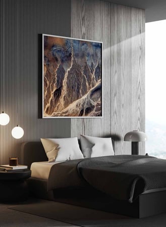 لوحة كانفاس مربع على إطار خشبي، تصميم فن تجريدي عاصفة كهربائية، للمنزل، غرفة المعيشة، المكتب، الديكور