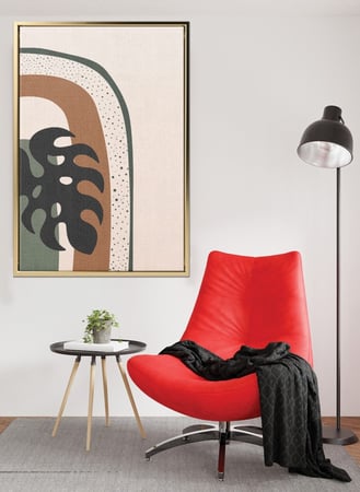 لوحة كانفاس على إطار خشبي بتصميم فن تجريدي ورقة شجر