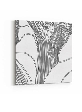 لوحة كانفاس على إطار خشبي بتصميم خطوط سوداء