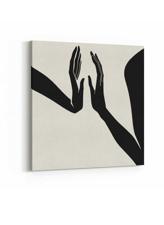 لوحة كانفاس على إطار خشبي بتصميم تلامس اليدين