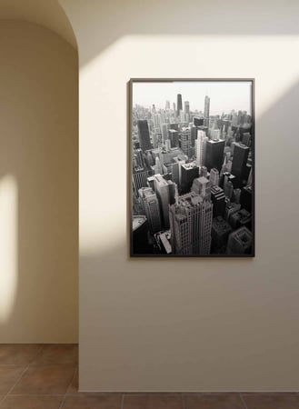 لوحة كانفاس على إطار خشبي، تصميم مشهد علوى للمدينة، للمنزل، غرفة المعيشة، المكتب، الديكور