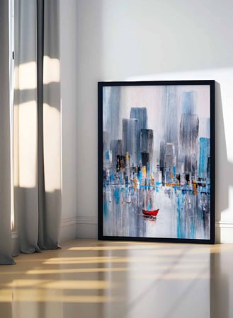 لوحة كانفاس على إطار خشبي، تصميم خليج مانهاتن، للمنزل، غرفة المعيشة، المكتب، الديكور